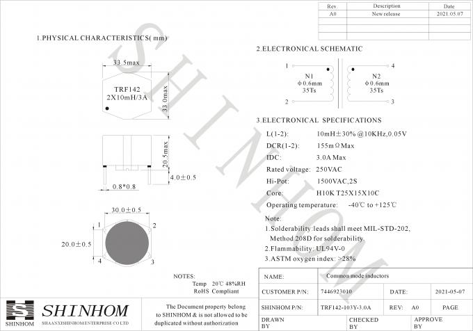 Покрытая эмалью дроссельная катушка ядра феррита провода Toroidal для ...